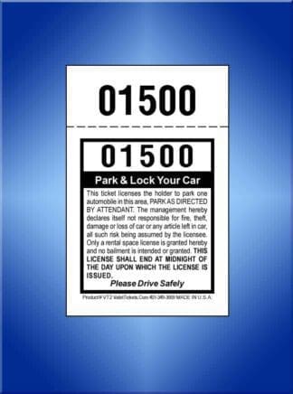 2-Part Self Park Valet Ticket 1,000 #VT2 2-Part Self Park Valet Ticket 1,000 #VT2
