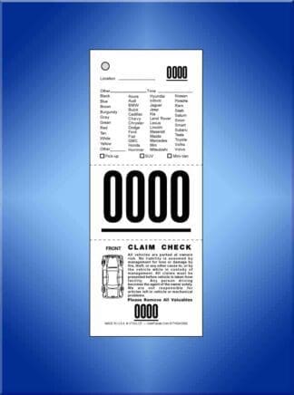 3-Part Vehicle List Valet Tickets, W/Diagram 1,000 #VT3VL-CF