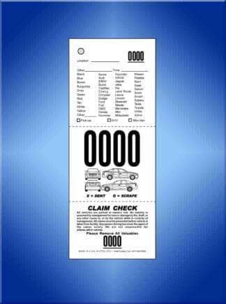 3-Part Vehicle List Valet Ticket, Car Diagram 1,000 #VT3VL-CF2