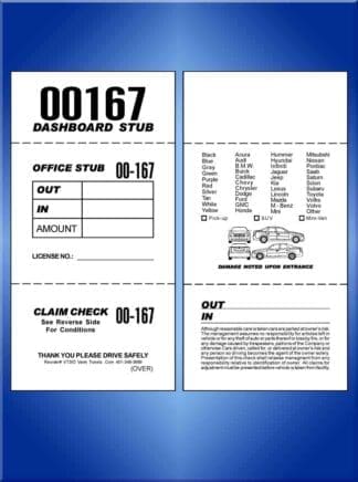 3 Part In and Out Valet Ticket 1,000 #VT3IO
