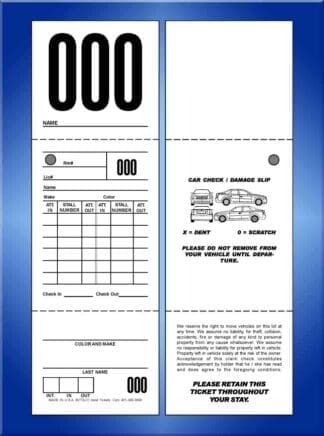 Large 3 Part In and Out Valet Ticket 1,000 #VT3LIO