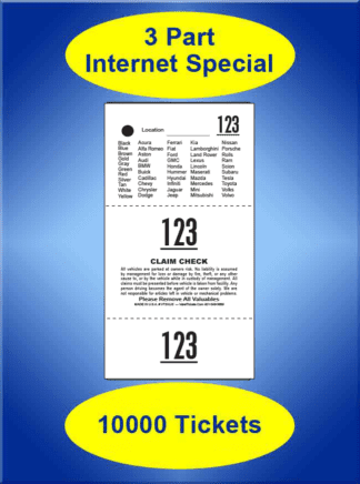 3 Part Vehicle List Special 10,000 Valet Tickets #VT3VLIS 3 Part Vehicle List Special 10,000 Valet Tickets #VT3VLIS