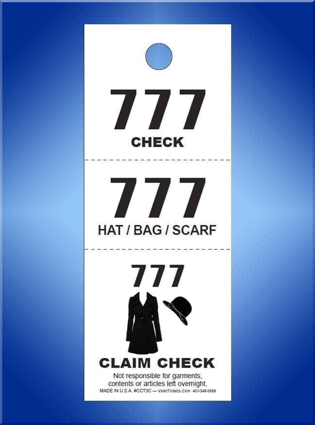 #CCT3A 1,000 - 3 Part Coat Checks