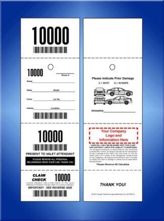 4 Part 2 Sided Bar Code Valet Tickets #VT4BCC3 4 Part 2 Sided Bar Code Valet Tickets #VT4BCC3
