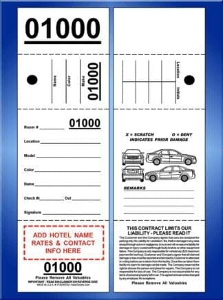 4 Part Custom Hotel Valet Tickets # VT4CHOTEL1